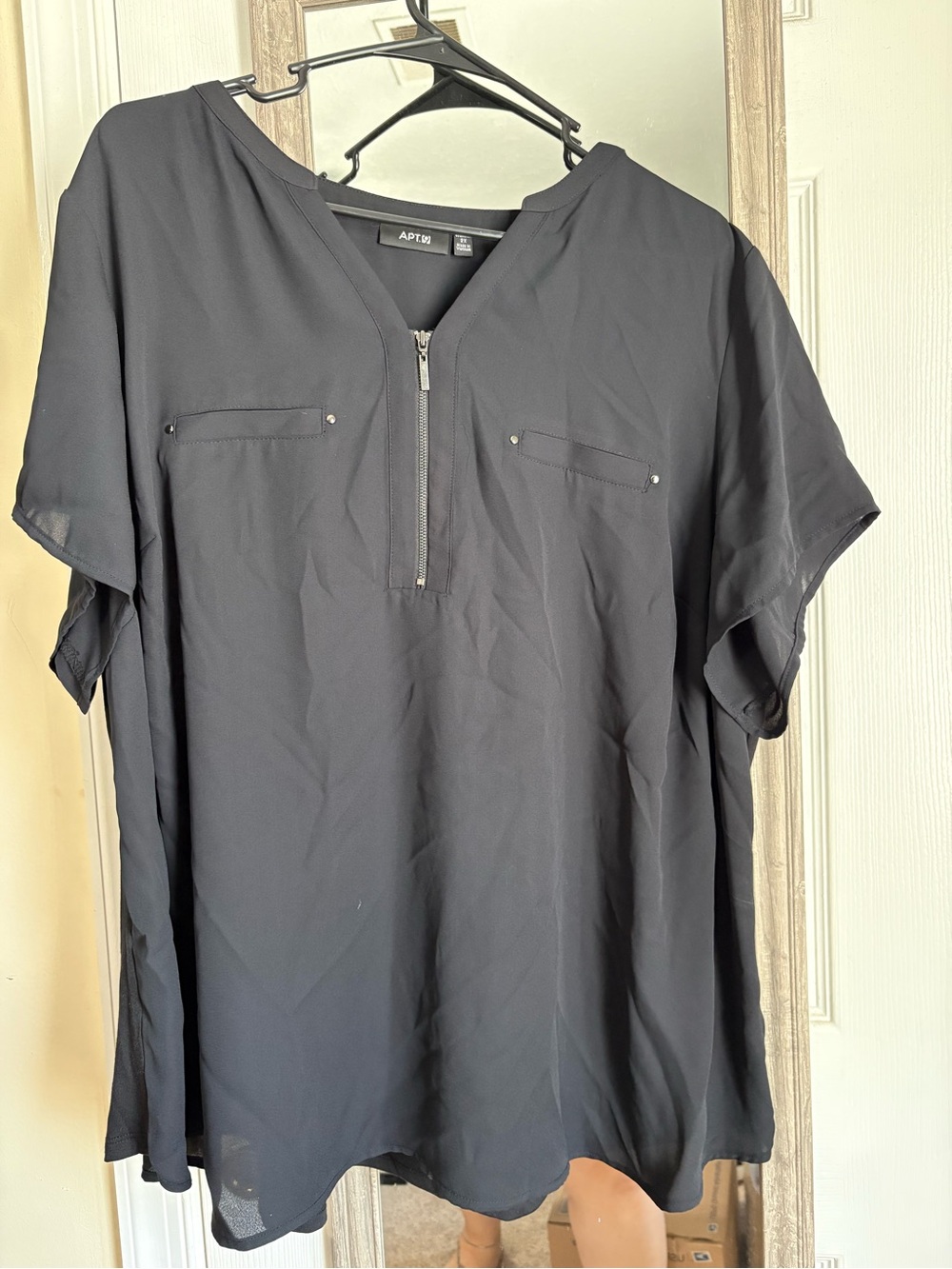 Apt. 9 Black Short-Sleeve Zip-Front Polo